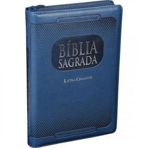 Bíblia Emborrachada Letra Gigante RA Azul - Com Zíper e Indice