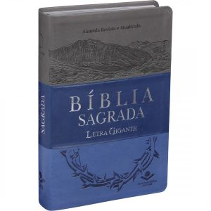 Bíblia Sagrada com letra gigante Capa triotone e beiras prateadas